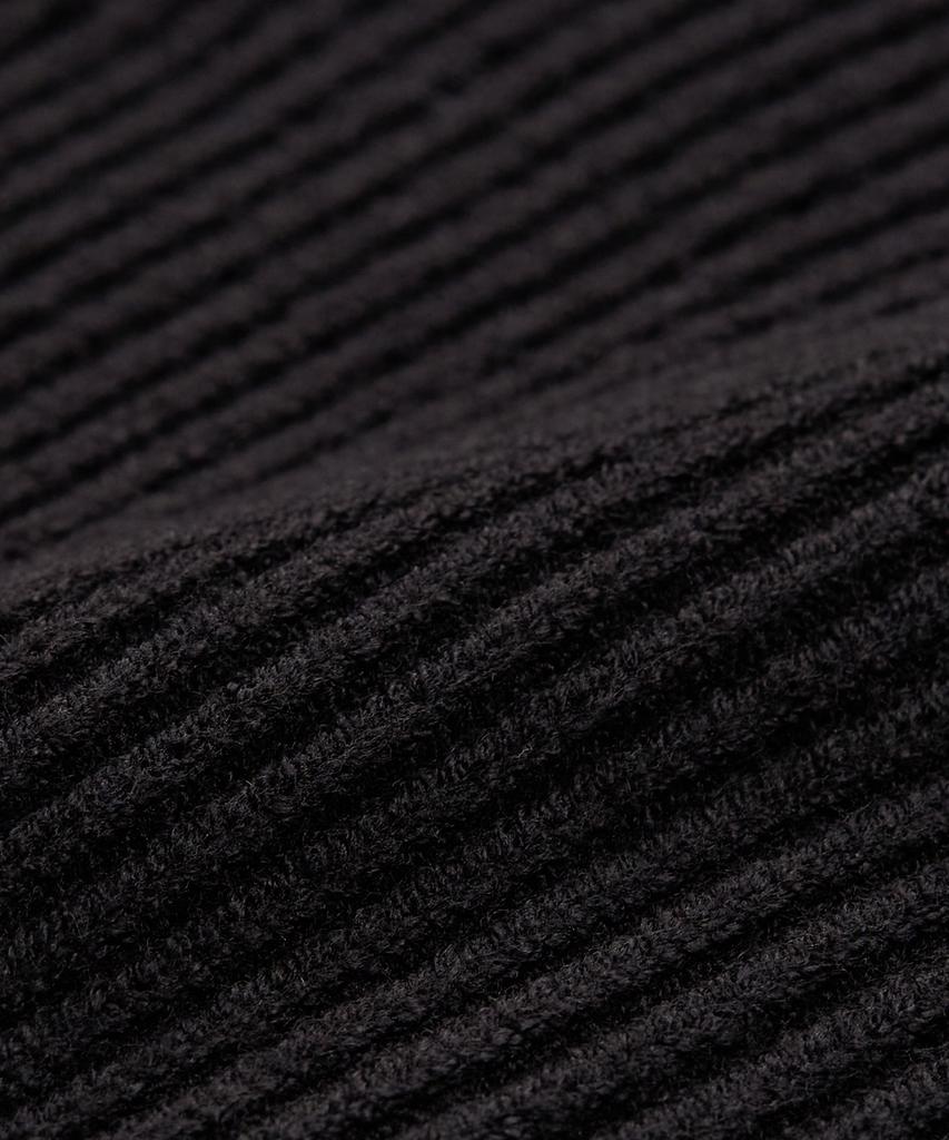 Excontainer Minimal High-Neck Knit Zip-Up (Black)