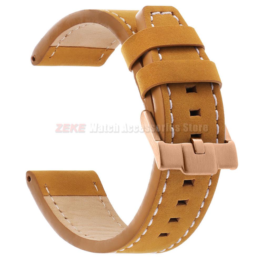 Vintage Matte Genuine Leather Watch Band for Omega for Rolex 18/20/22/24mm Black Brown Thick Straps Stitching Cowhide Wrist Belt