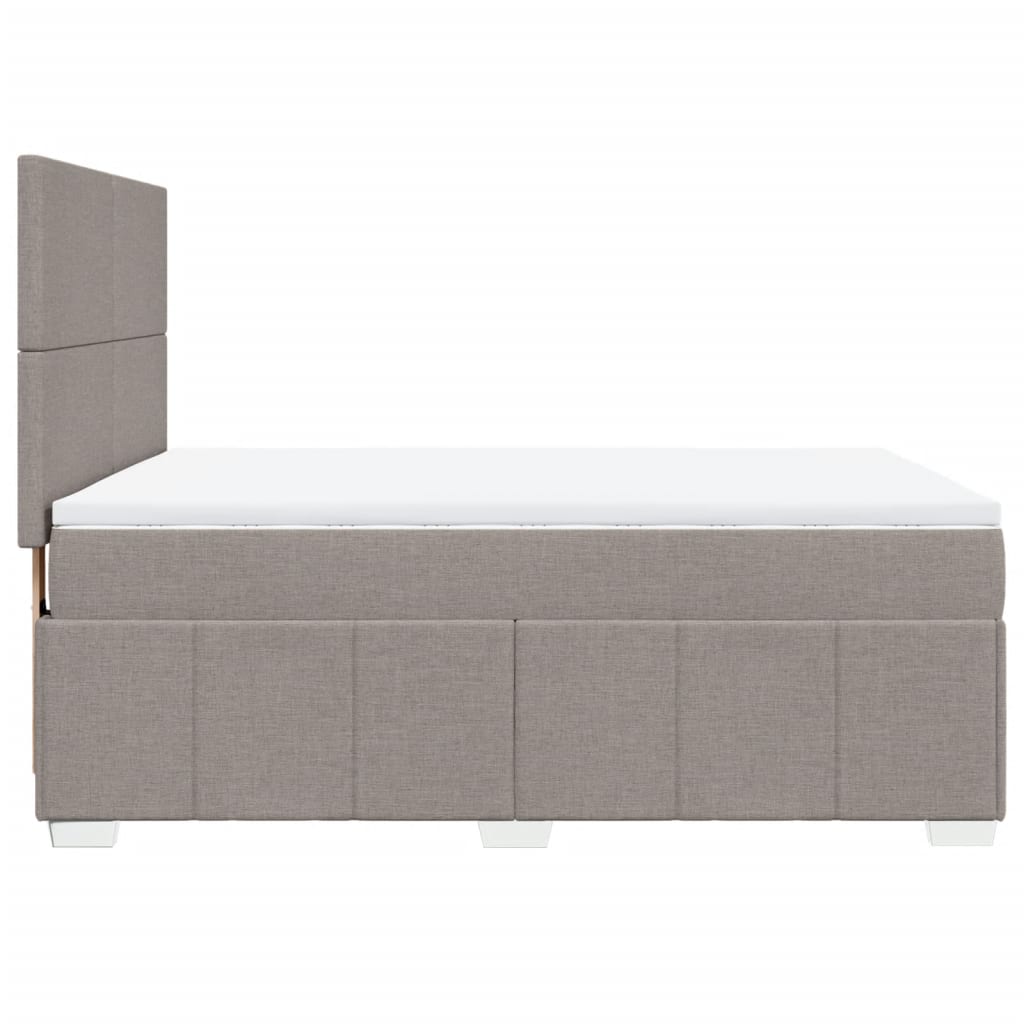 Box Spring Bed with Mattress Taupe 140 X 190 Cm Fabric
