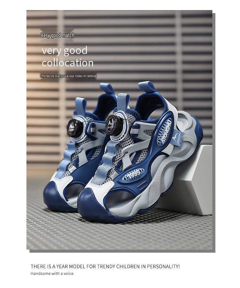 Boys' Sporty Closed-Toe Sandals: Soft Sole Beach Shoes for Big Kids Summer 2024