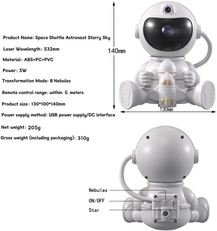 LED Star Galaxy Projector Night Light Starry Sky Astronaut Rocket Porjector Lamp For Decoration Bedroom Room Decor Children Gift