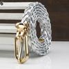Women Buckle Strap Waistband Braided Faux Leather Vivid Narrow Thin Waist Belt