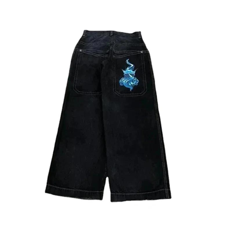 RogueWave Y2K Jeans Goth Printed Graphic Baggy Jeans Fashion Hip Hop Streetwear Harajuku Casual Wide Leg Jeans