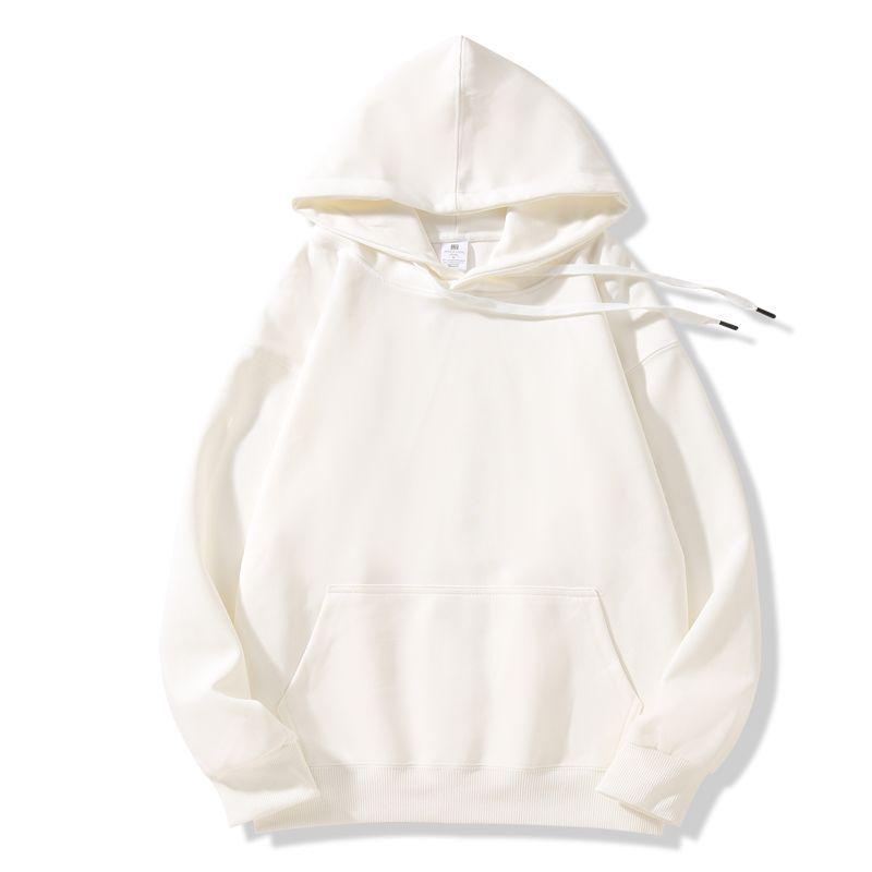 Unisex Long Sleeve Hooded Sweatshirt 350g Cotton Silk Blend Drop Shoulder Women's Blank Edition