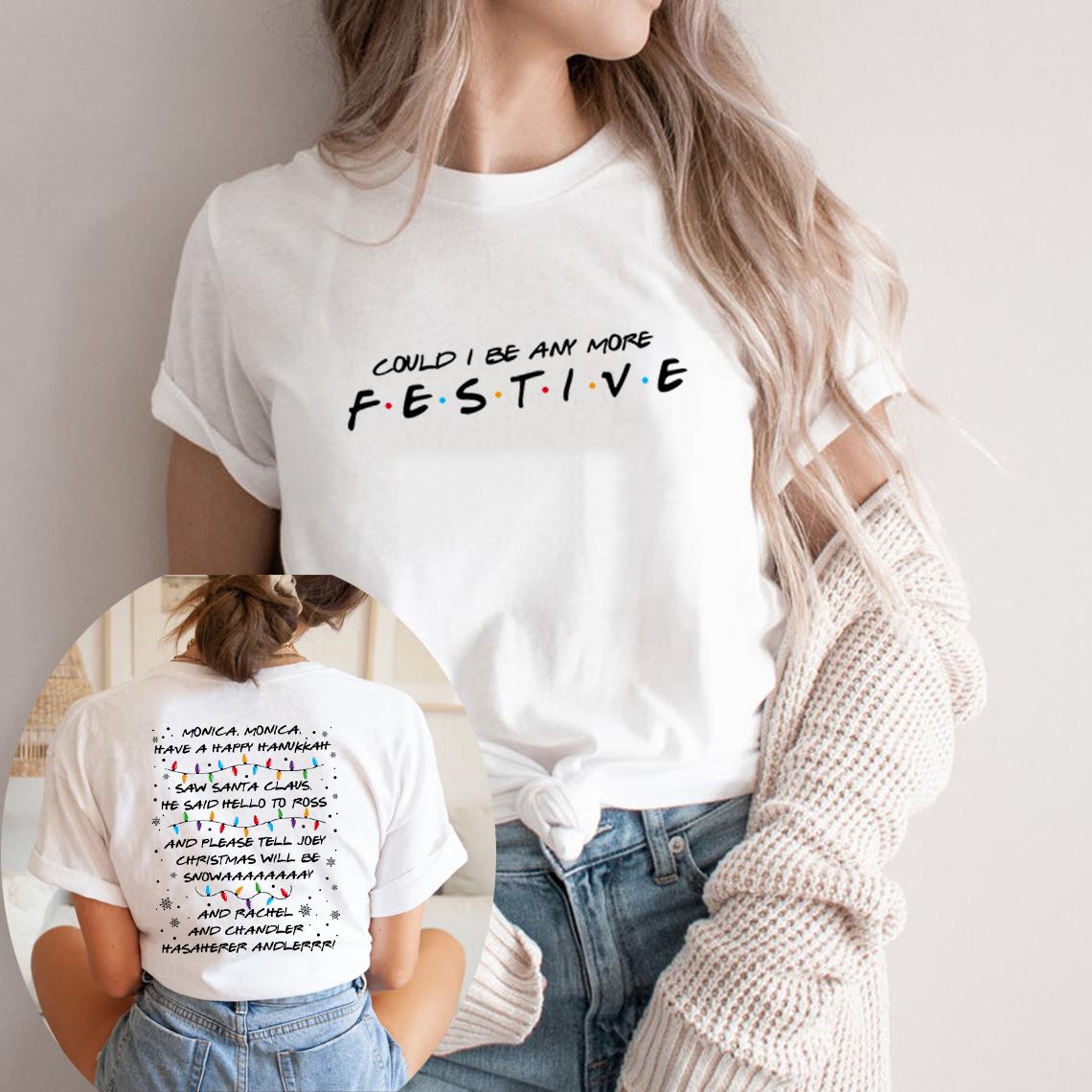 

Могу ли я быть более праздничными футболки Футболка «Друзья» Футболка «Песня Фиби» Футболки с коротким рукавом с графикой Рождественский подарок M белый