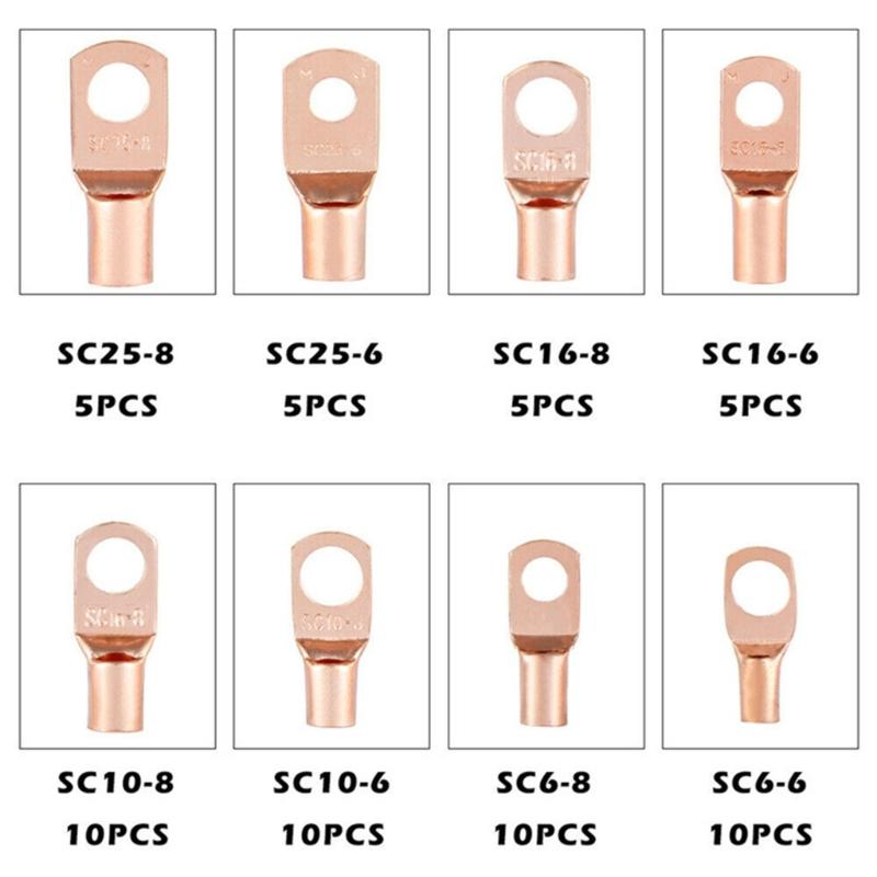 Cable Lug Kit Battery Terminals Copper Nose Wire Connectors Battery Cable Ends