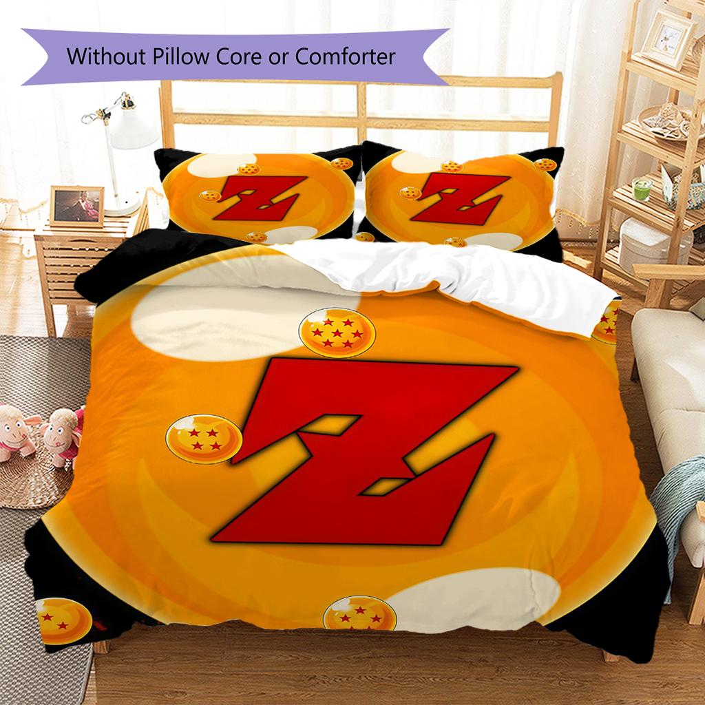DRAGON BALL Logo Pattern Bedding,Quilt Set Quilt Cover Pillowcase Home Birthday Gift (1 * Duvet Cover + 2 * Pillowcase, Without Core)