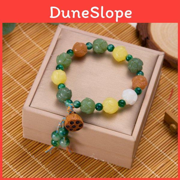 Vintage Lotus Beaded Bracelet For Men And Women With Chinese Style And Spiritual Symbols