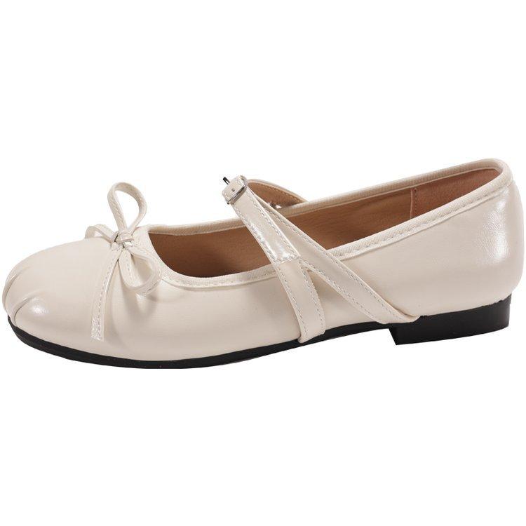 Soft leather version bow flat-soled small leather shoes women's 2025 spring new spring with skirt soft-soled Mary Jane single shoes