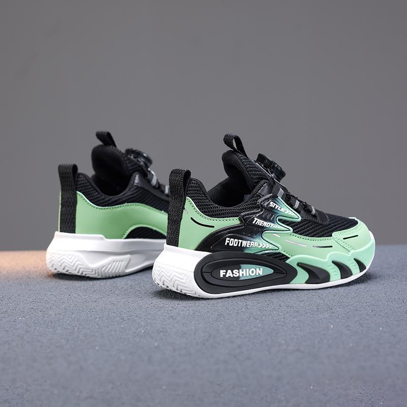 Spring and Autumn Boys' Rotating Button Lightweight and Comfortable Sports Shoes with Breathable Mesh for Children
