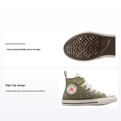 Zapatillas de Lona para Niños Chuck Taylor All Star de Puntera Redonda Amortiguadoras Duraderas de Caña Alta Zapatillas para Niños Verde A06368C
