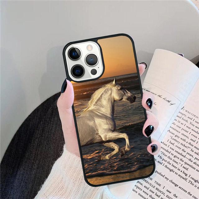 Black Strong Beauty Horse Stallion Cover For iPhone 17 Air 15 16 14 13 12 Pro Max 11 Pro Max Plus Phone Case Coque