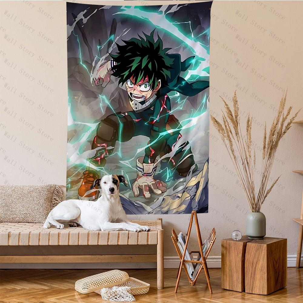 

My Hero AAcademia Deku Anime Tapestry Hippie Flower Wall Carpets Dorm Decor Cheap Hippie Wall Hanging Living Room Tapestry 74x94cm(29x37in)
