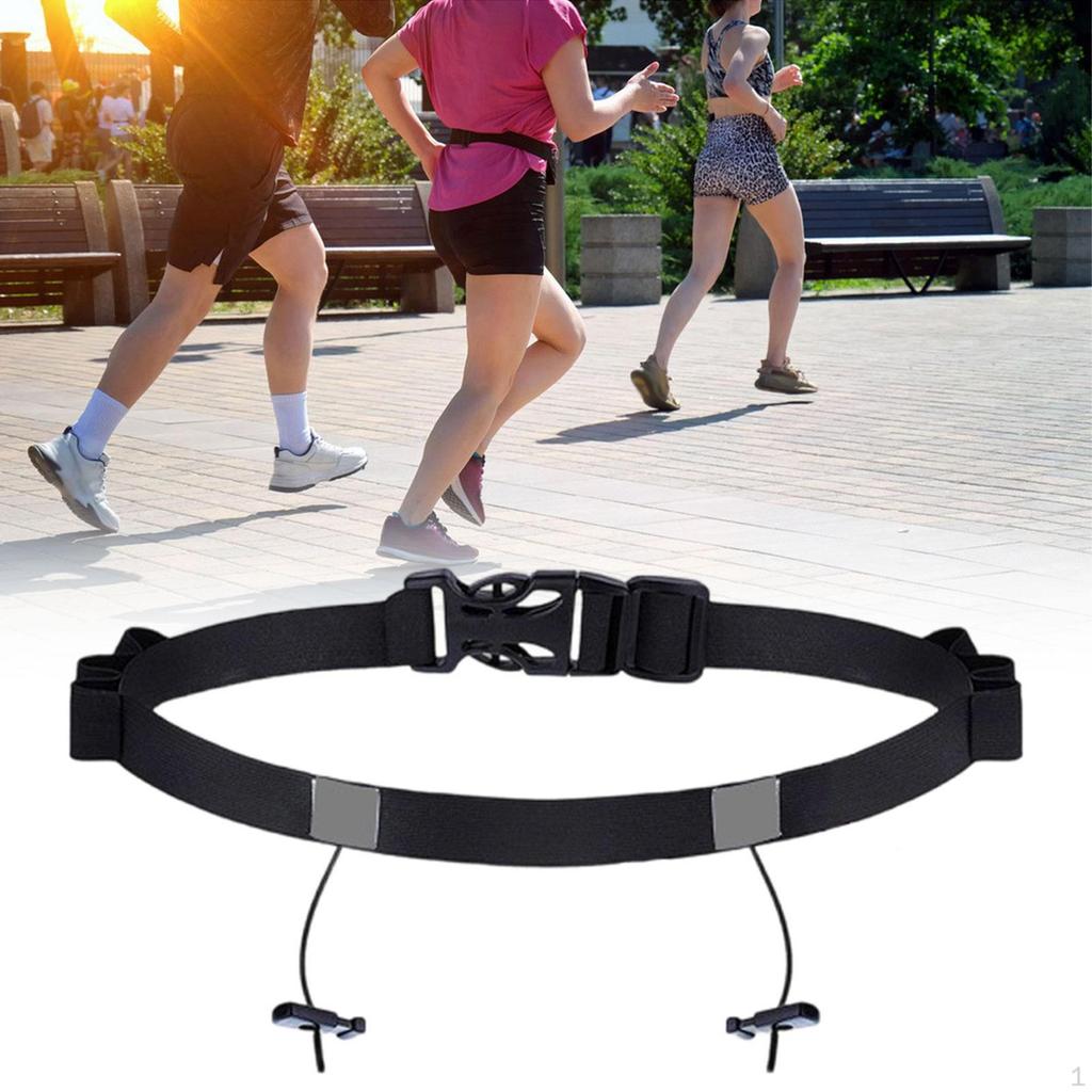 Adjustable Reflective Race Number Belt for Triathlon, with Loops And Fastening System Running