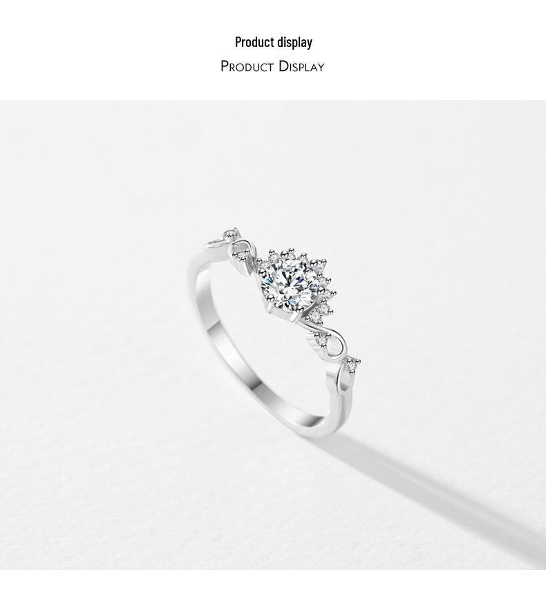 Modian S925 Sterling Silver Zircon Ring: Elegant Korean-Style Women's Wedding Ring with Hollow Design.