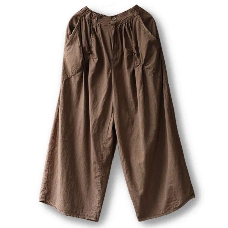 

Johnature женские винтажные прямые брюки кофейные пуговицы весенние брюки свободные повседневные мягкие женские длинные брюки One Size кофейный