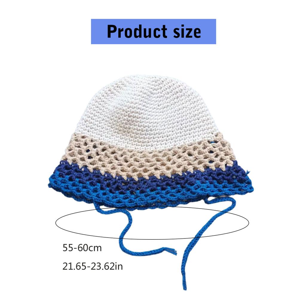 Handmade Bucket Hat Handwoven Colorful Openwork Crocheted Hat for Music Festival Stylish Colorful Fisherman Hat