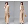 Faionable Summer Agel Loose Commute Simple Set Ele Senior Women's Cotton Long Pants ort Sve Two-Piece Suit