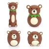 Chiwava Squeaky Latex Dog Funny Brown Bear Pet Interactive Play for Small and Medium Dogs 4-Piece Toys, Set,