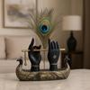Mariner's Creation Decorative Krishna Hand Showpiece with Metal Flute and Peacock Feather