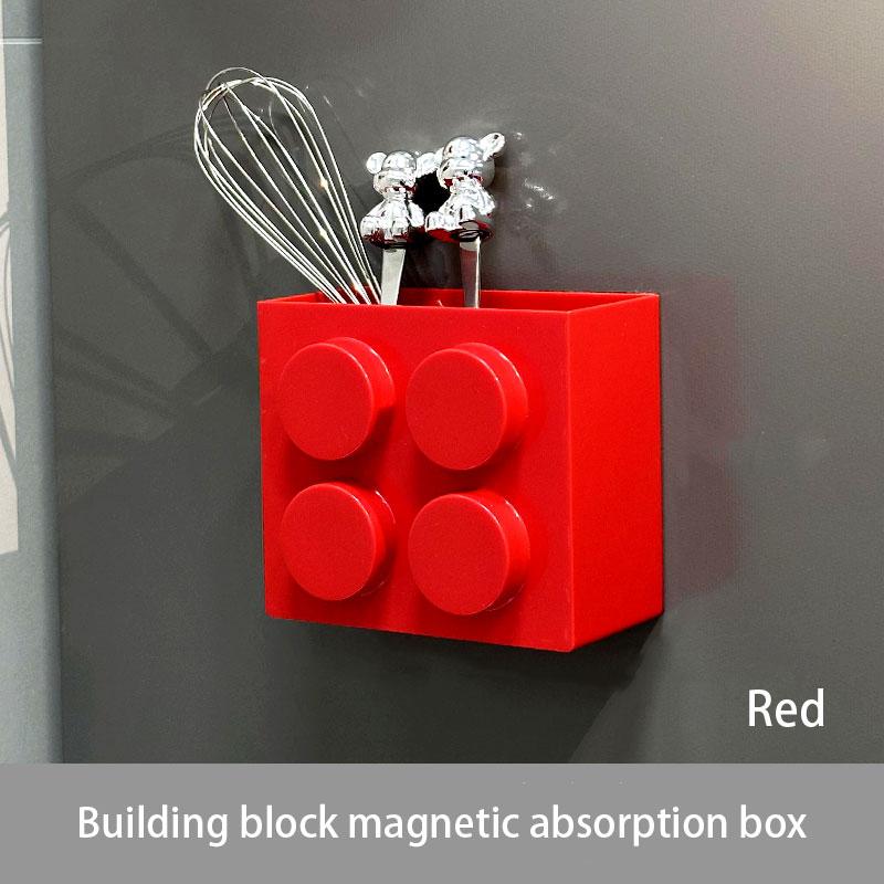Building block magnetic attraction storage box Magnetic wall mounted kitchen decoration cling film storage box refrigerator side storage rack