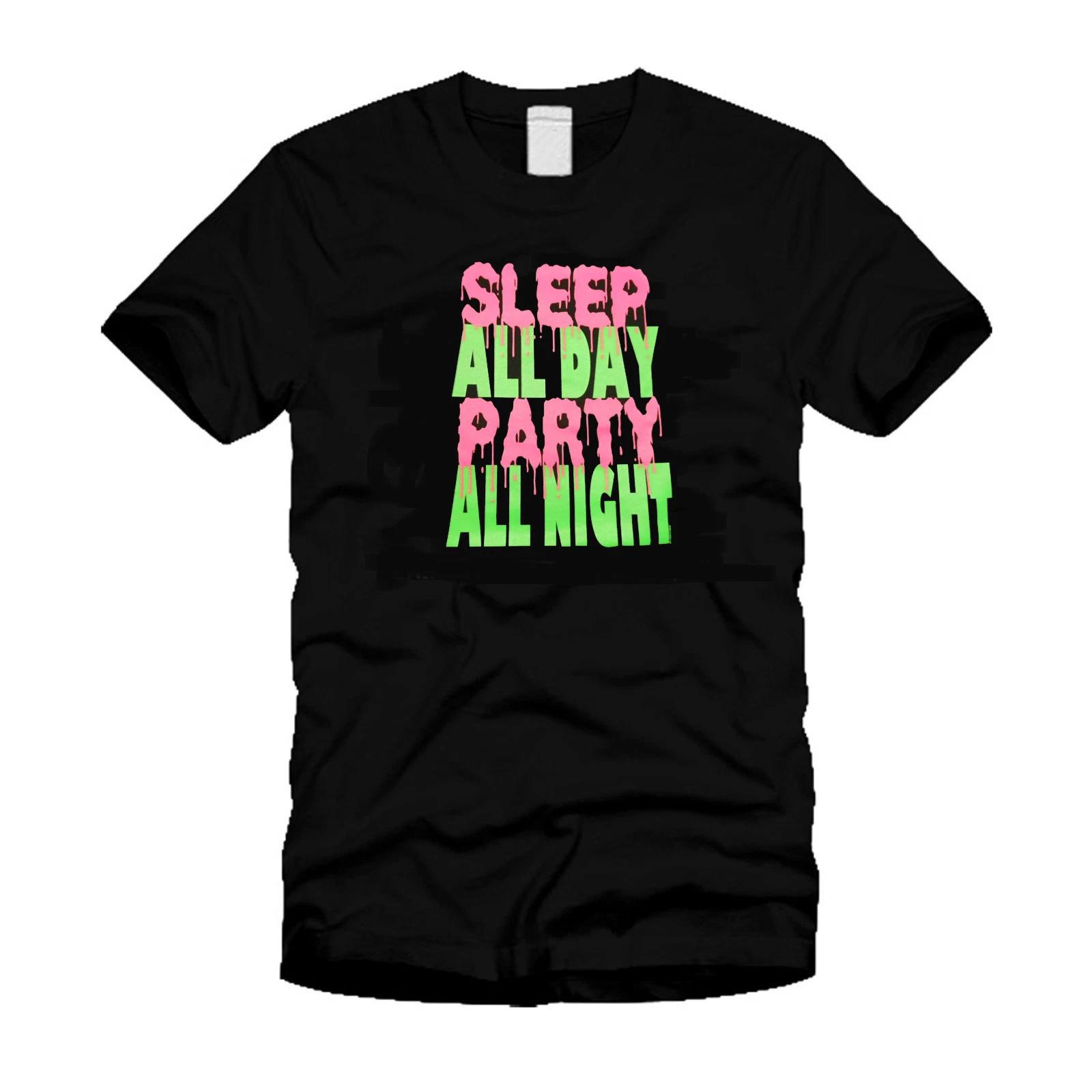 Sleep All Day / Party All Night - Funny Cool Stylish Black T-Shirt 3XL