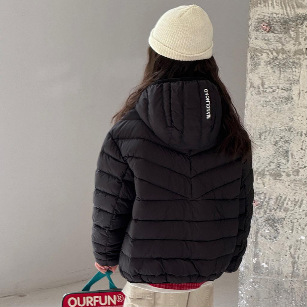 Leichte warme Daunenjacke im koreanischen Stil für Kinder - Kapuzen-Kurzmantel für Jungen und Mädchen mit Entendaunenfüllung