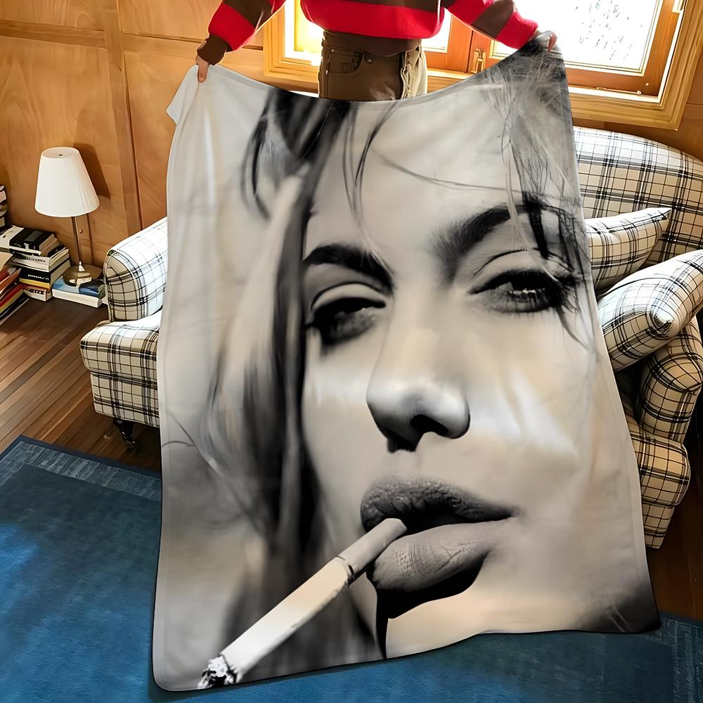 Celebrity A-Angelina J-Jolie Throw Flannel Blanket Suitable for Sofas Beds Offices Travel, Camping Chairs