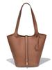 Extra Large Genuine Leather Single Shoulder Market Basket Bag - Top Layer Cowhide Exquisite Women's Handheld Bucket Bag