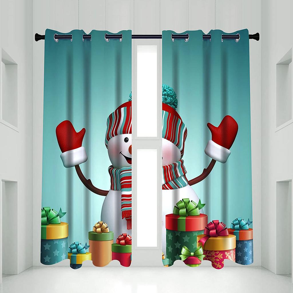 Cartoon Santa Claus Merry Christmas Pattern Print Curtains Curtain Drapes Living Room Bedroom Kitchen Light Blocking For Area Made Of Polyester