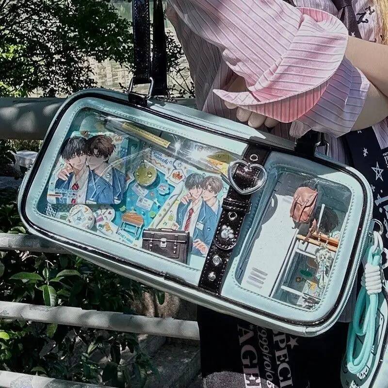 Y2K New Original Design Ita Bag Fashion Women Shoulder Bag Sweet Girl Transparent Cosplay Handbag DIY Badge Display Underarm Bag