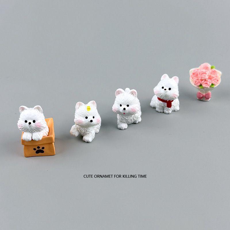 Adorable Scarf West Highland Dog Resin Figurine Mini Size Lifelike Statue for Home Office Desktop Terrarium Decoration