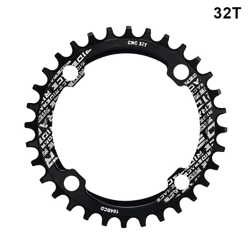 RIDERACE Fahrradkurbel-Kettenblatt 104BCD, runde Form, schmal, breit, 32T/34T/36T/38T, Mountainbike-Kurbelgarnitur, Kettenblatt, Einzelplatte