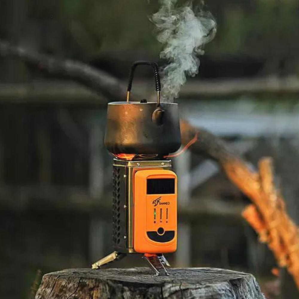 

Outdoor Camping SmokeFree Portable Power Generating Furnace Hiking Picnic Burners Machine USB Rechargeable Firewood Stove зелёный