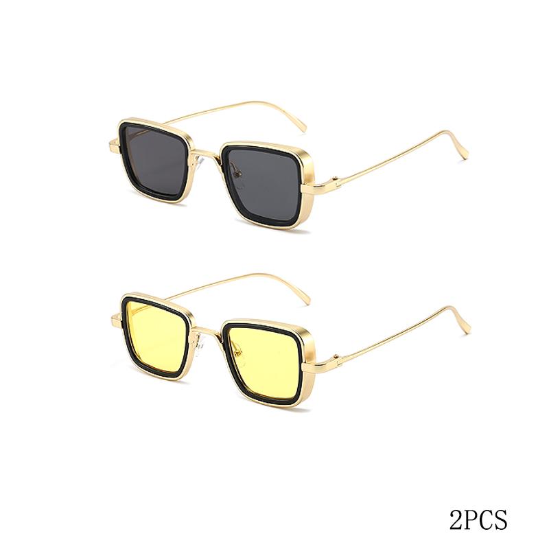 New Vintage Metal Steampunk Sunglasses Men Women Square Sun Spectacles For Men Women Stylish Retro Shades Male Female UV 400 Protection