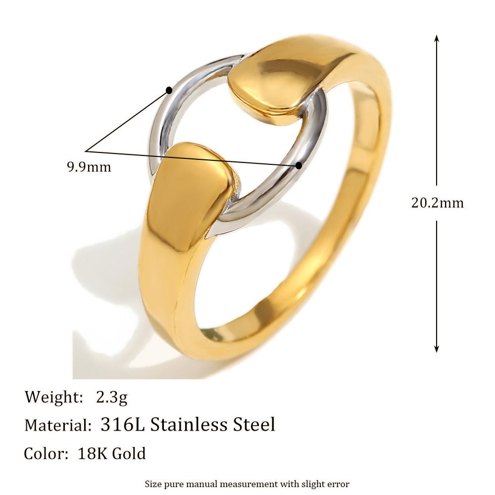 E.B.belle Mixfarbe Minimalistischer Stil Spleißkreisring Stapelbarer Schmuck 316L Edelstahl 18 Karat Gold Charm Hypoallergen