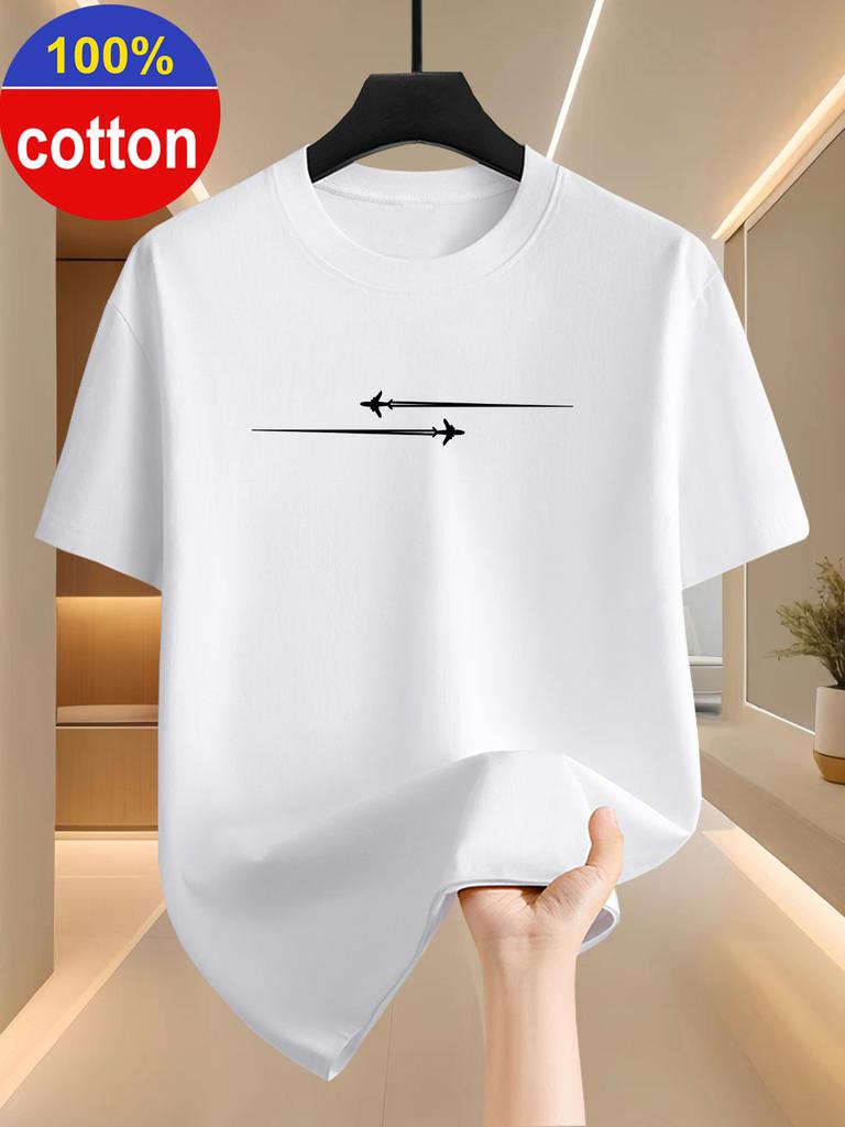 2026 Summer Bestselling Street Casual Fashion Comfortable Breathable Simple Arrow Pattern Printed Unisexs Pure Cotton Tshirt