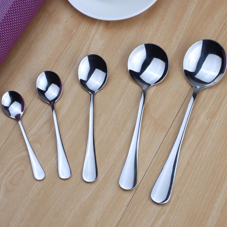 Korean-Style Stainless Steel Large Round Head Soup Spoon, 20cm