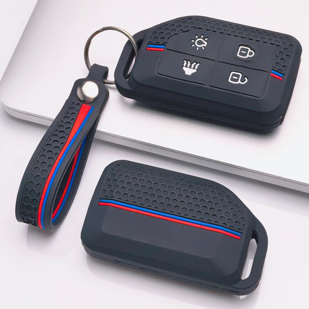 Honeycomb Silicone Key Fob Strap for Volvo New FM FH Truck FH16 Honeycomb Texture Racing Stripe Detachable Keychain Holder Shockproof