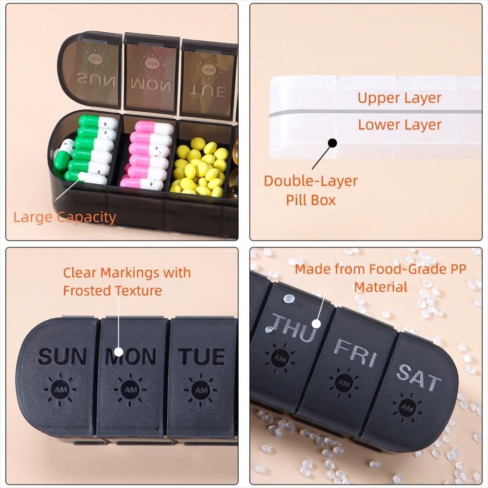 14 Grid Vitamin Pill Case 7 Days Pill Storage Box Weekly Pillbox Tablet Holder Boys/Girls