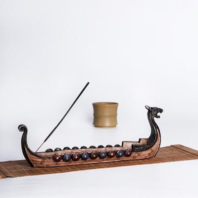 Kreativní dračí loď Hořák na vonné tyčinky Pryskyřice Vikingská loď Držák na vonné tyčinky Ručně vyřezávaná kadidelnice Domácí ozdoby Nový rok Dárek