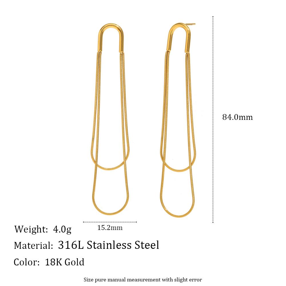

MamacitaSlay 316L Stainless Steel Double Layer Tassel Earrings Party Waterproof Jewelry Women s Charm Earrings Creative Gift золотий