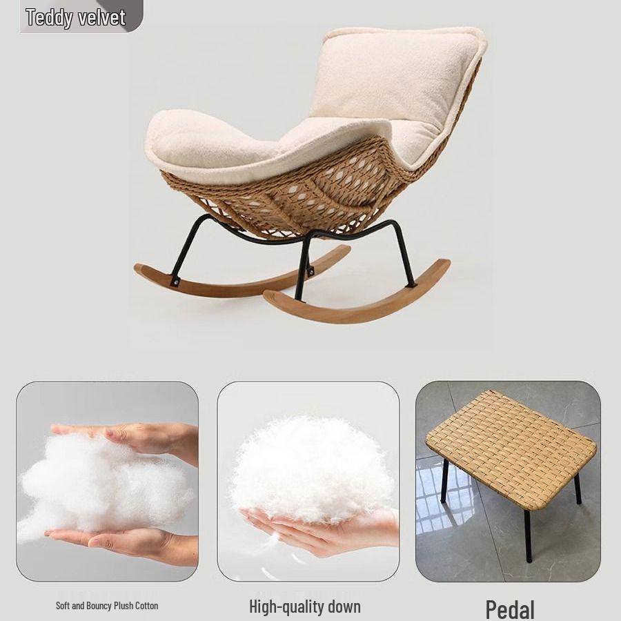 Rattan Rocking Recliner Chair - Lazy Sofa for Indoor/Outdoor Leisure