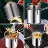 1Set with Strainer Deep Fryer Pot 304 Stainless Steel Universal Fryer Pan Basket 1.2L Oil-saving Kitchen Pot