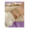 Goldfarbenes Metallarmband-Damenarmbanduhr und Kombinationsarmband-Set