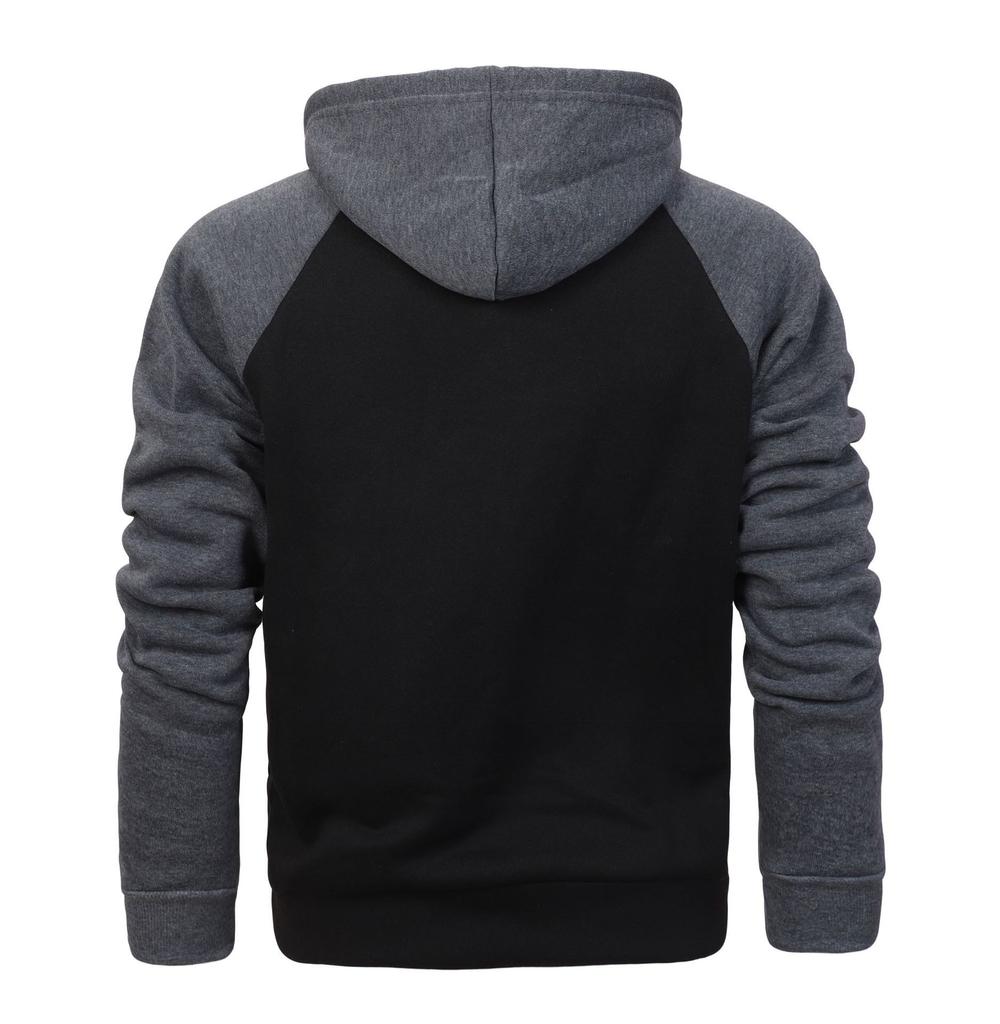 Men S Color Block Raglan Sleeve Hooded Zip Up Sweatshirt Casual Autumn Winter