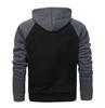 Men S Color Block Raglan Sleeve Hooded Zip Up Sweatshirt Casual Autumn Winter