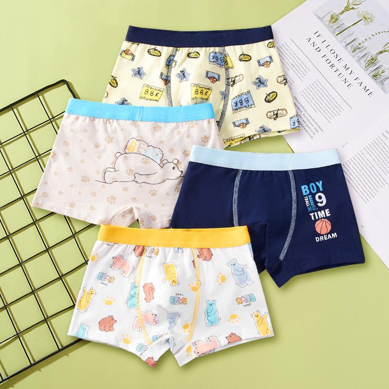 New Boys' Pure Cotton Boxer Shorts for Toddlers, Ages 2+