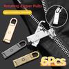6Pcs Universal Zipper Pull Detachable Replacement Zipper Head Puller Easy Install Metal Zipper Tab Slider Pullers Clothing Use