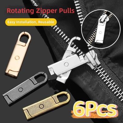 6Pcs Universal Zipper Pull Detachable Metal Zipper Tab Slider Pullers Replacement Practical Zipper Head Puller Backpack